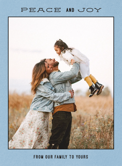 Blue Holiday Peace and Joy (Photo) - christmas_cards - Card