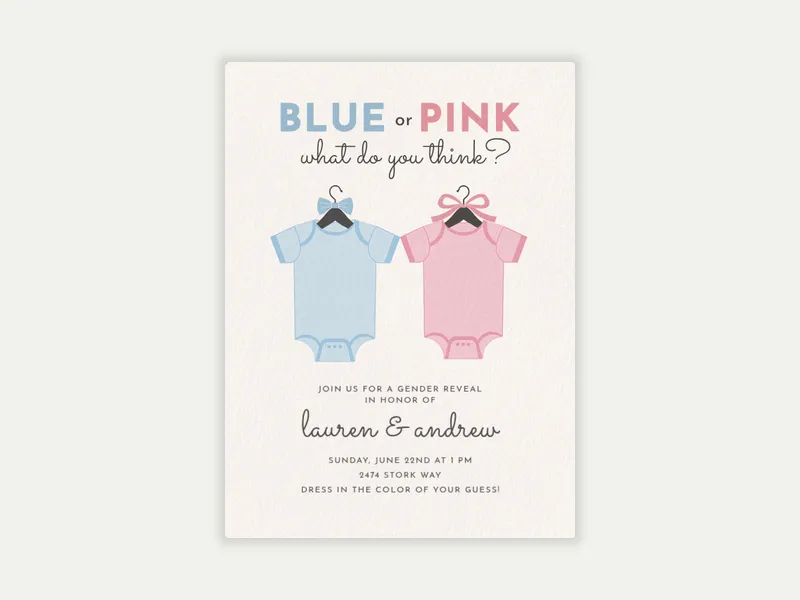 Blue? Pink? What Do You Think? - gender_reveal - Invitation