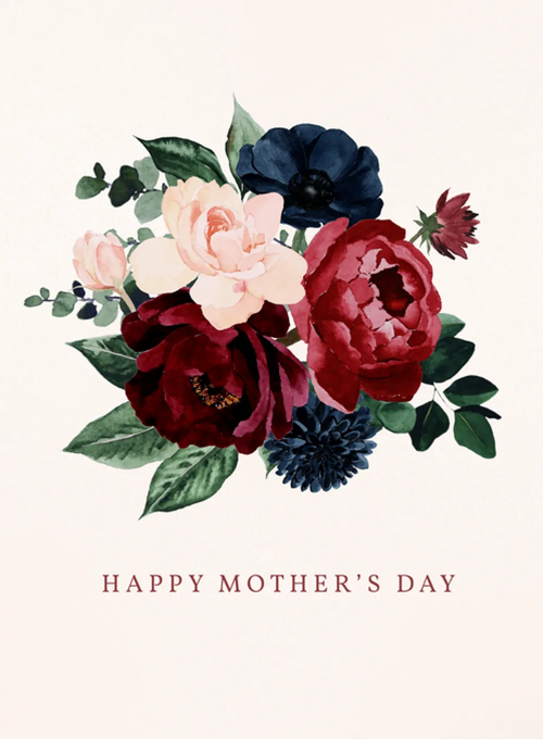 Blush & Burgundy Blooms - mothers_day_cards - Card