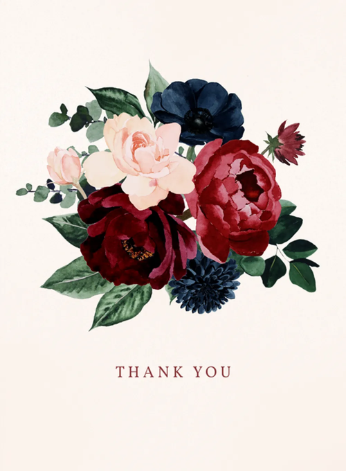 Blush & Burgundy Blooms - thankyou_cards - Card