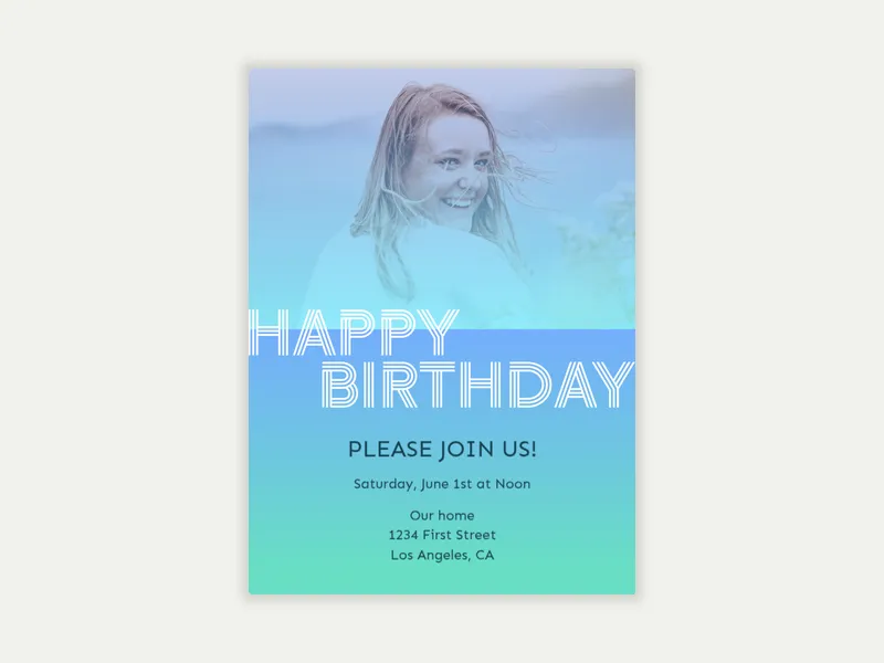Birthday Gradient Landscape (Photo) - babyandkids_dyo_uyo - Invitation