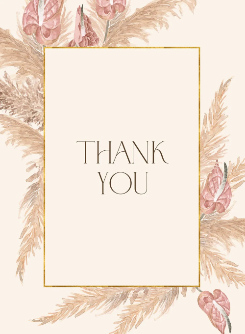 Boho Pampas Thank You - thankyou_cards - Card