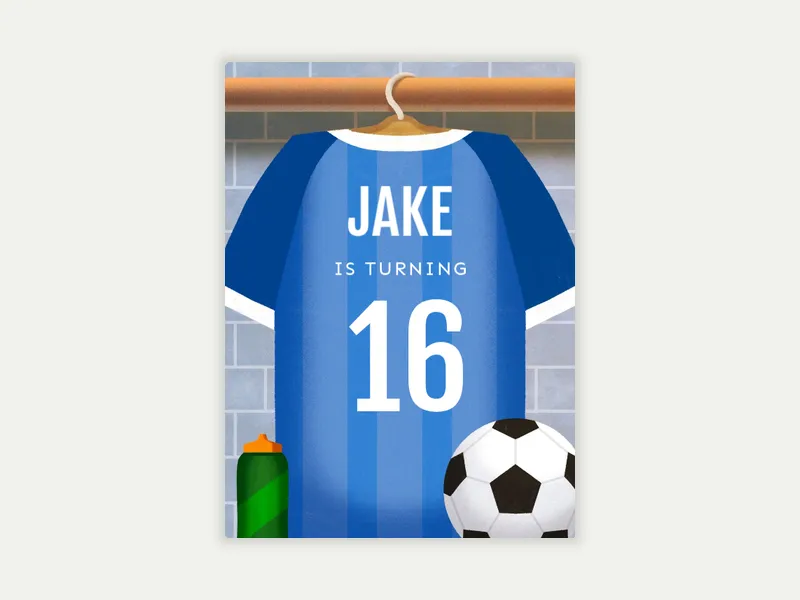Blue Soccer Jersey Teen - soccer - Invitation