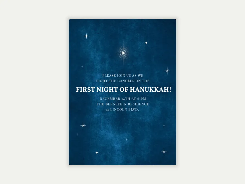 Blue & White Twinkle - hanukkah - Invitation