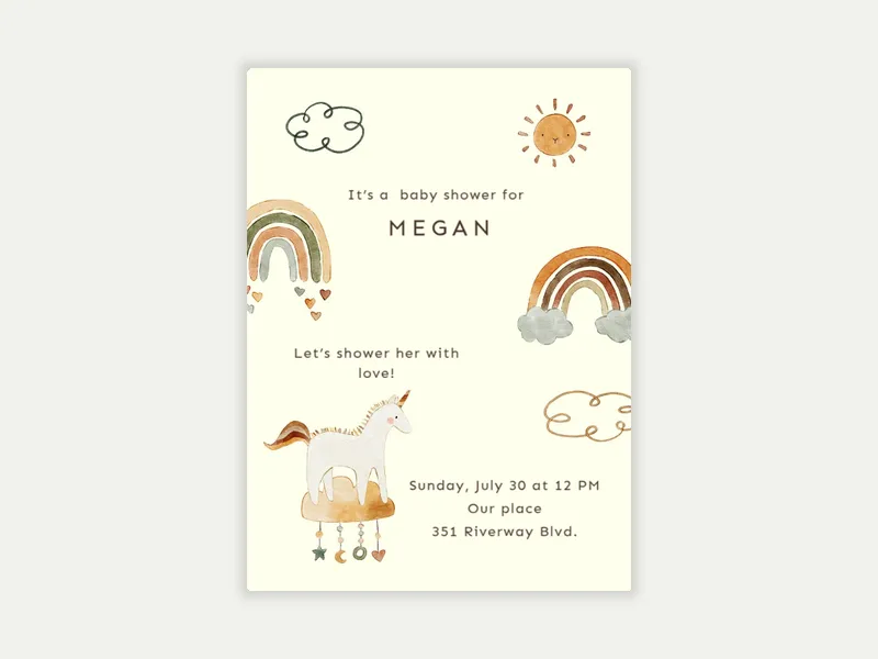 Boho Unicorn & Rainbows - baby_shower - Invitation