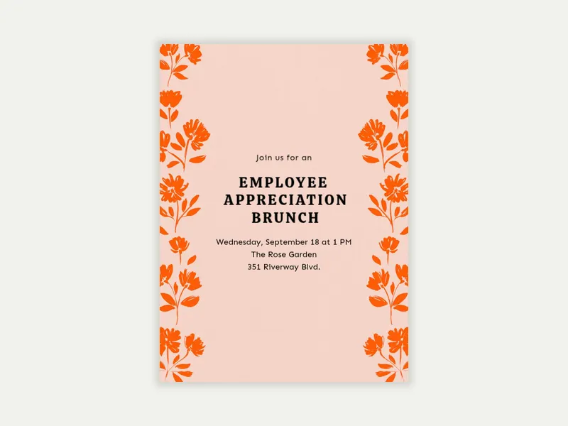 Orange Floral Border - appreciation_events - Invitation