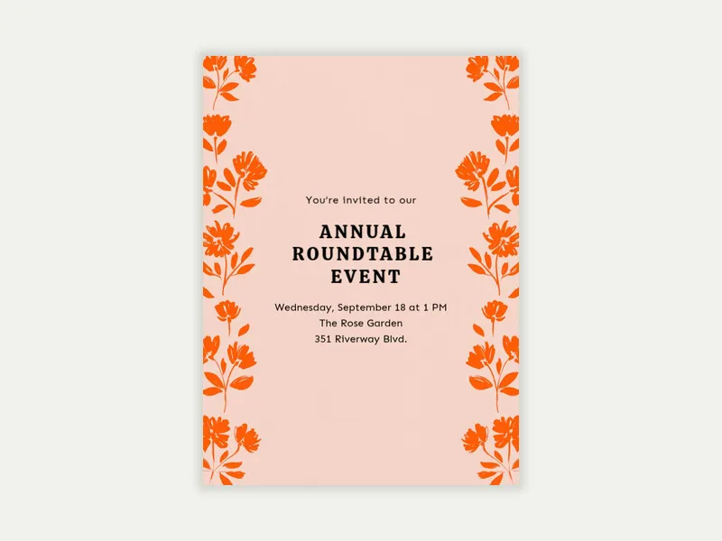 Orange Floral Border - meetings - Invitation