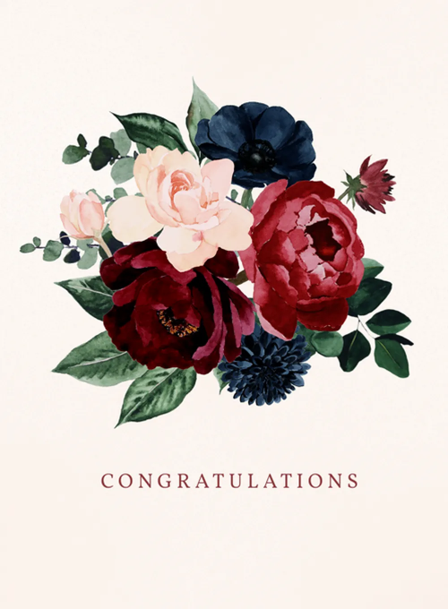 Blush & Burgundy Blooms - congratulations_cards - Card