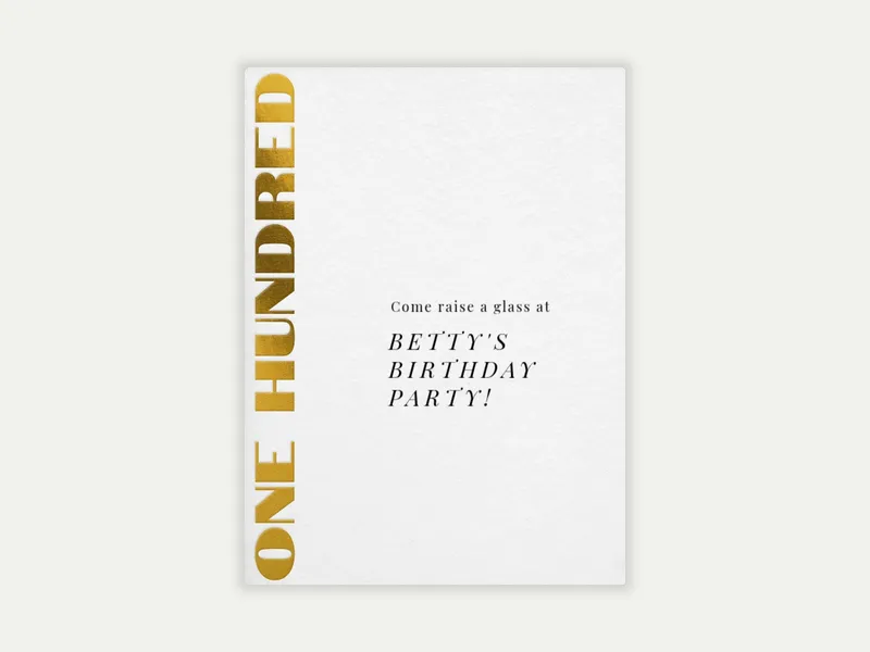 Bold and Gold One Hundred 100th Birthday - 100th_birthday - Invitation