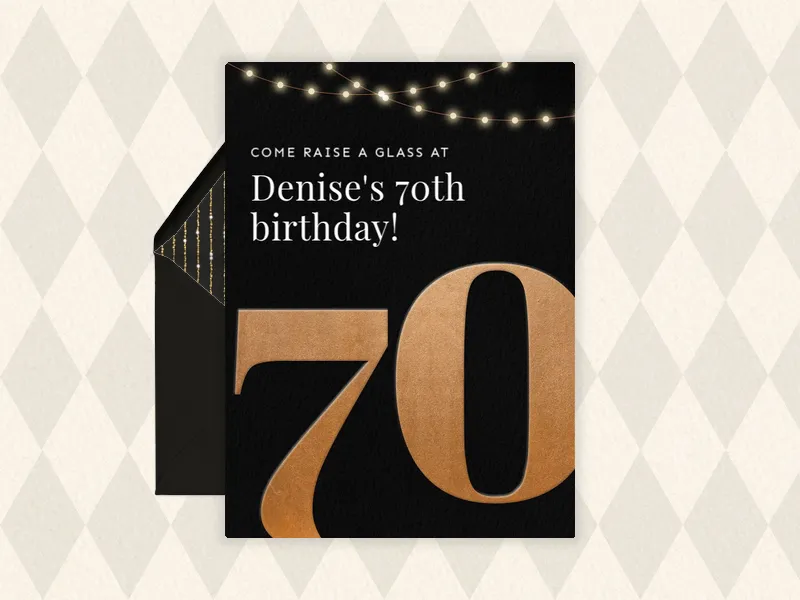 Bold String Lights - 70th_birthday - Invitation