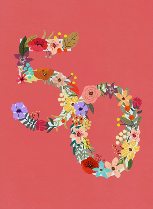 Botanical Birthday - 50 - birthday_cards - Card