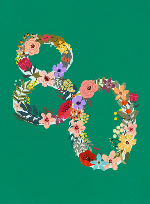 Botanical Birthday - 80 - birthday_cards - Card