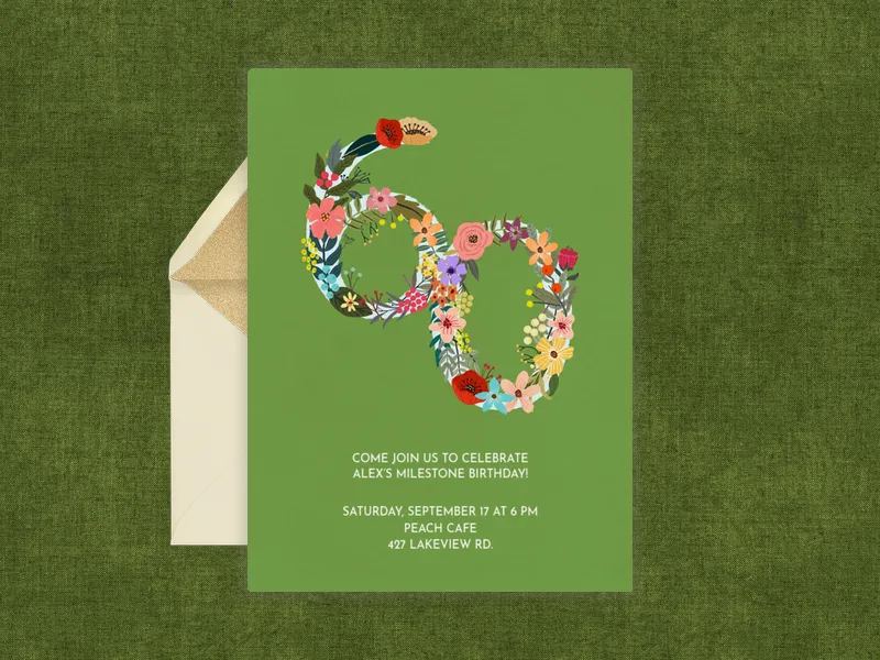 Botanical Numbers - 60th_birthday - Invitation