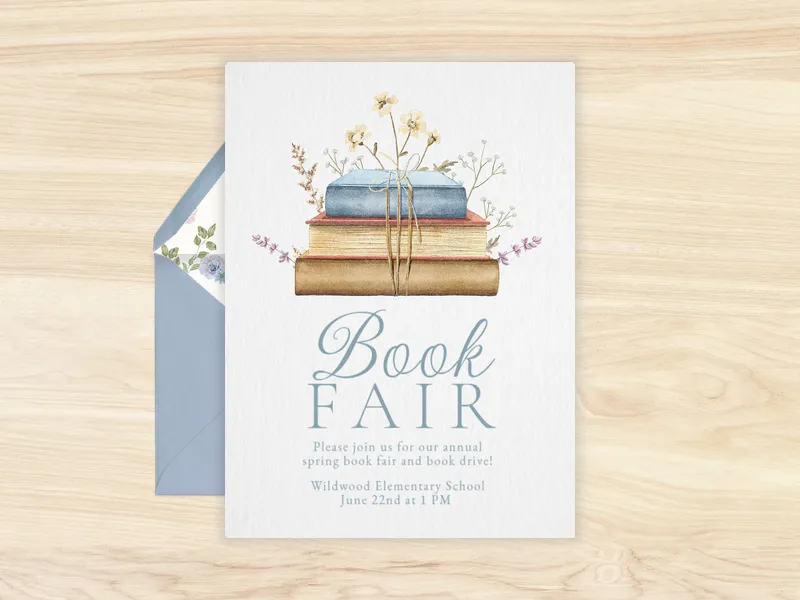 Books and Blooms - school - Invitation
