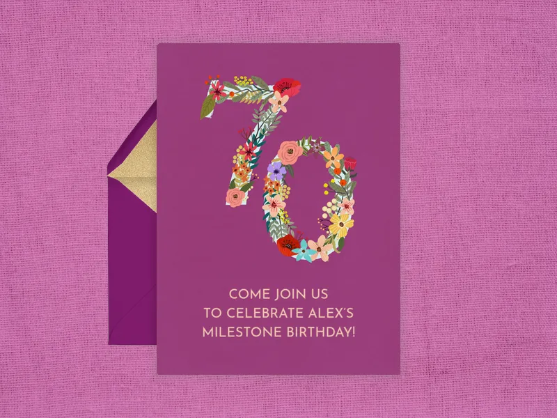 Botanical Numbers - 70th_birthday - Invitation