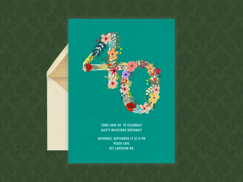 Botanical Numbers - 40th_birthday - Invitation