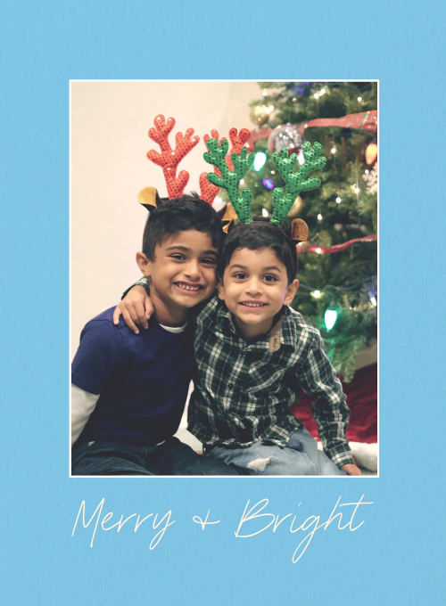 Bright Holidays Blue Border (Photo) - christmas_cards - Card
