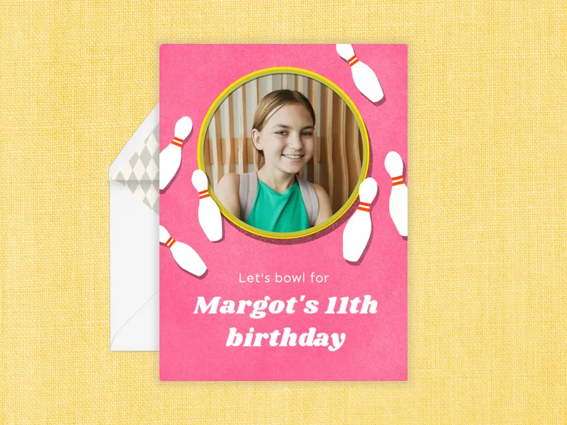 Bowling Pins (Photo) Invitation premium template design