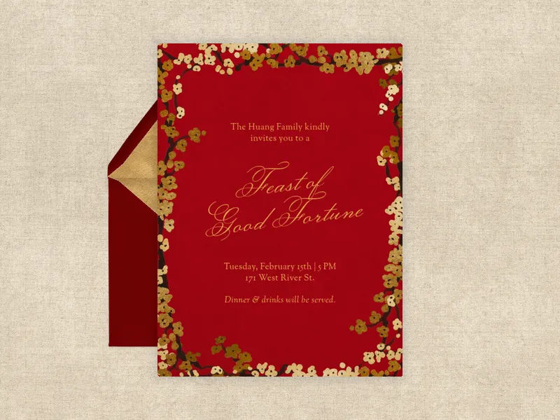 Blossom Border - lunarnewyear - Invitation