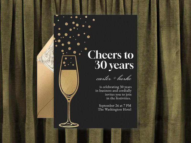 Bubbly Champagne - anniversary - Invitation