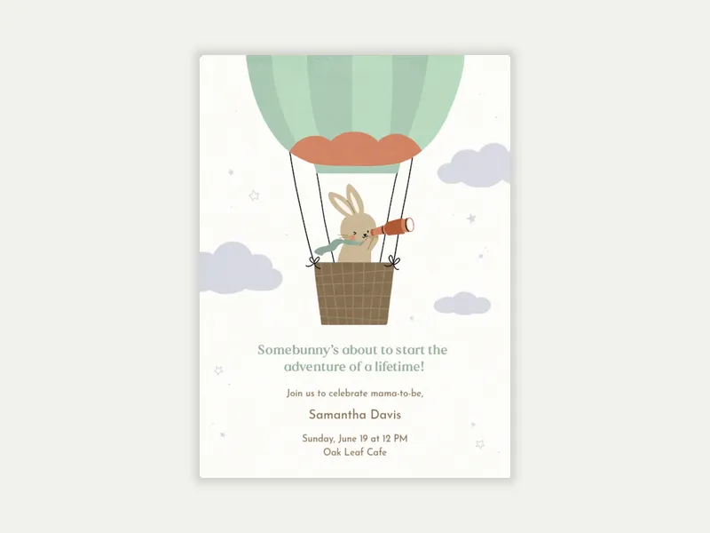 Bunny Balloon - baby_shower - Invitation