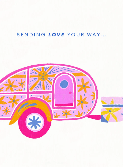 Bright Retro Cars Sending Love - just_because_cards - Card