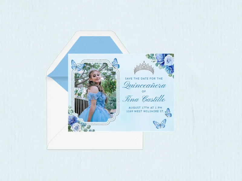 Butterfly Blossoms (Photo) - quinceanera - Invitation