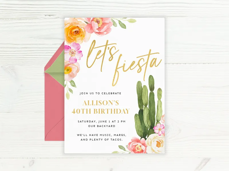 Cactus & Rose - birthday_foradults - Invitation