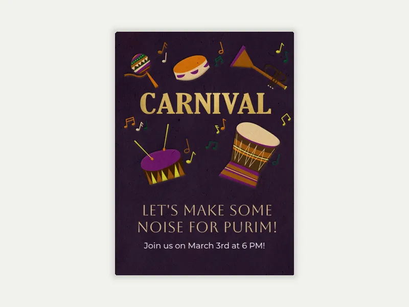 Purim Carnival - purim - Invitation