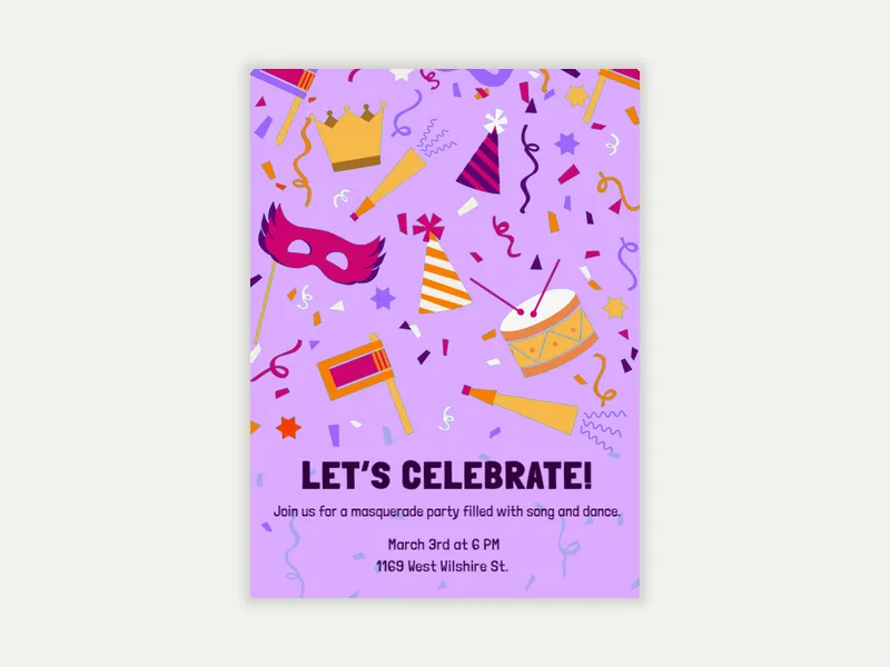 Carnival Pattern - purim - Invitation