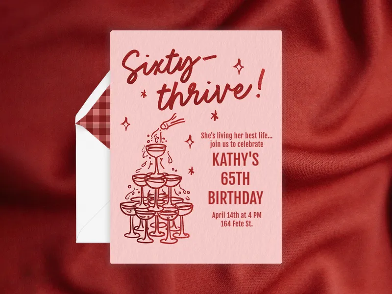 Champagne Dreams - 65th_birthday - Invitation