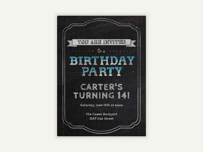 Chalkboard Frame - birthday_forteens - Invitation