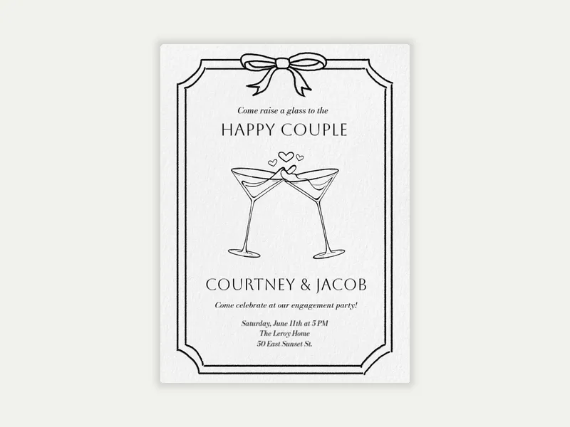 Champagne Kiss - engagement - Invitation
