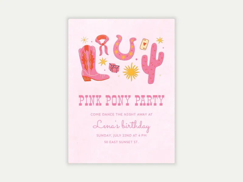 Pink Cactus Cowgirl - birthday_foradults - Invitation