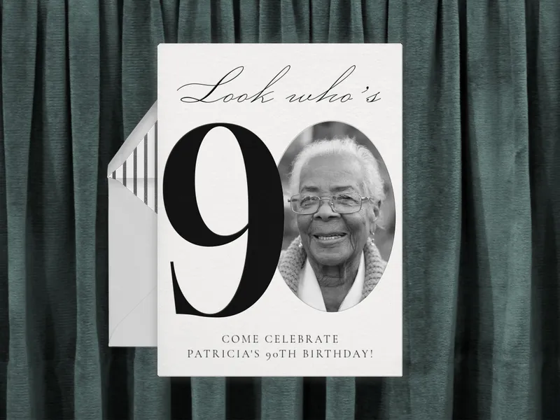 Classic Black & White (Photo) - 90th_birthday - Invitation