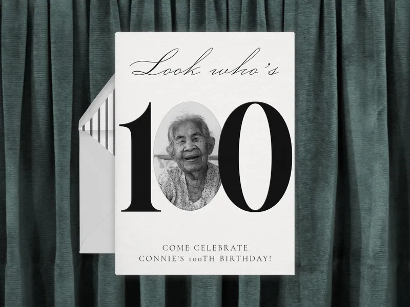 Classic Black & White (Photo) - 100th_birthday - Invitation