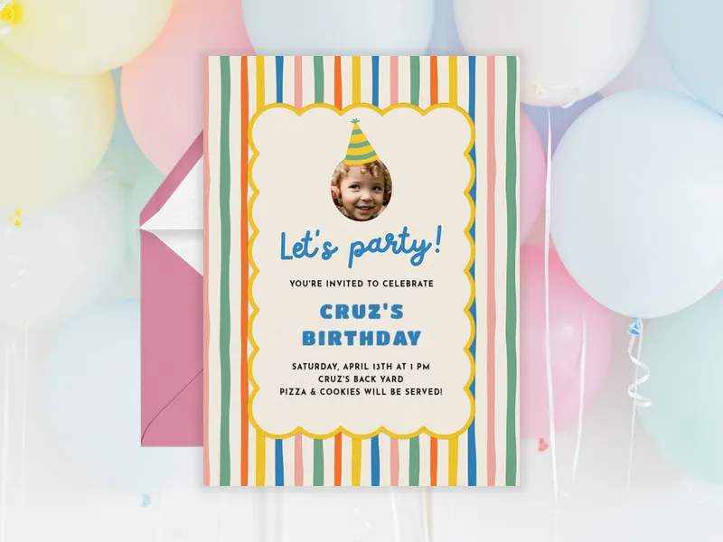 Super Stripey & Checkered (Photo) - birthday_forkids - Invitation