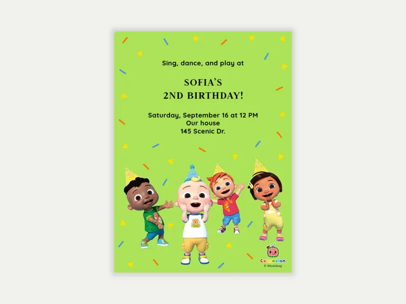 CoComelon: JJ, Cody, Nico & Nina 2nd Birthday - cocomelon - Invitation
