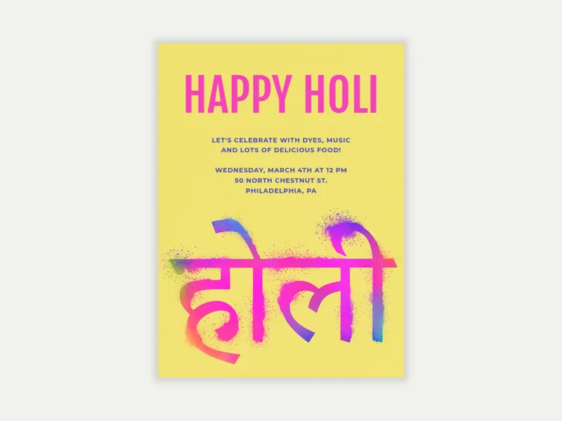 Color Festival - holi - Invitation