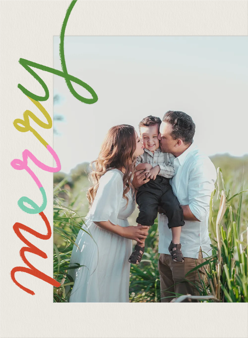 Colorful, Cursive Merry (Photo) - design_your_own_cards - Card