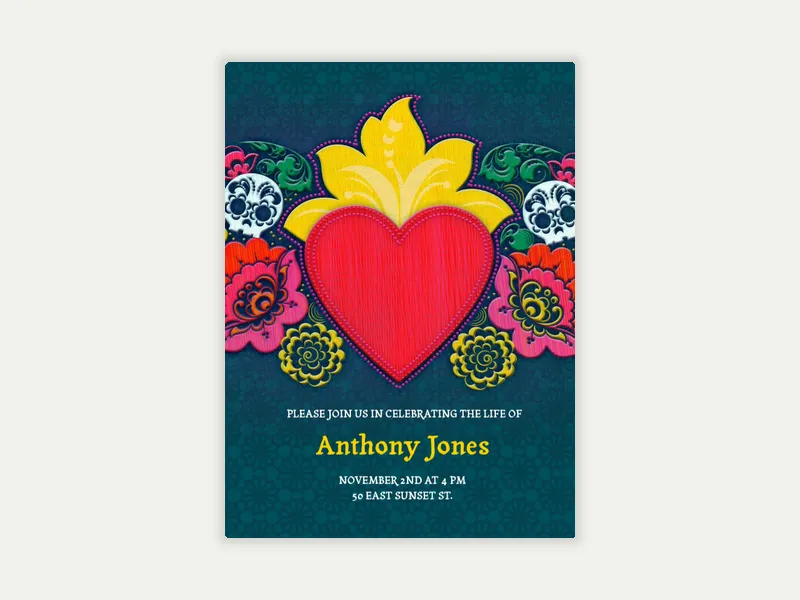 Corazon - dia_de_los_muertos - Invitation