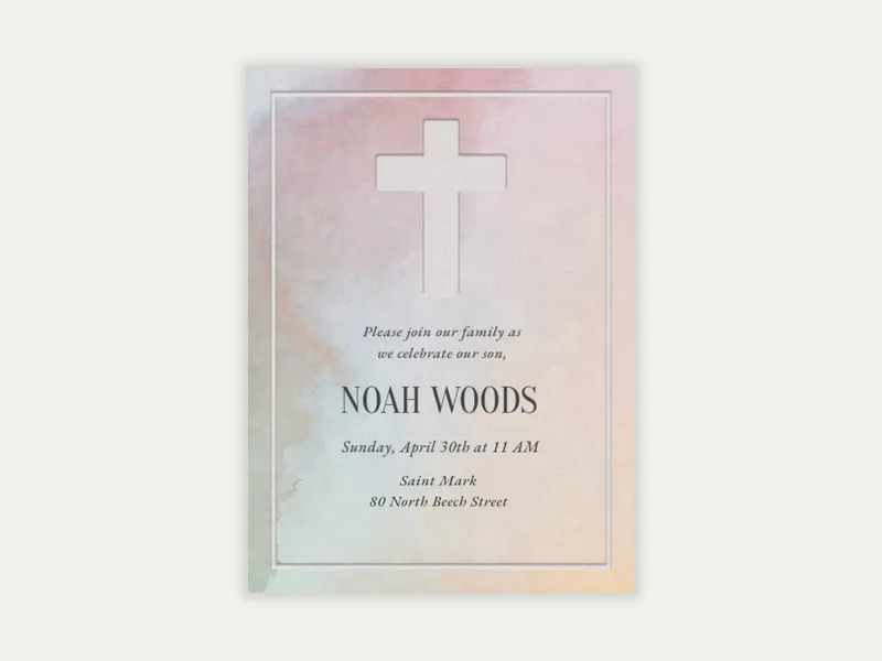 Watercolor Cross - confirmation - Invitation