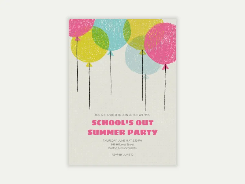Crayon Balloons - school - Invitation