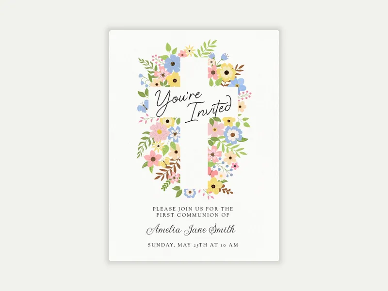 Cross & Flora - first_communion - Invitation
