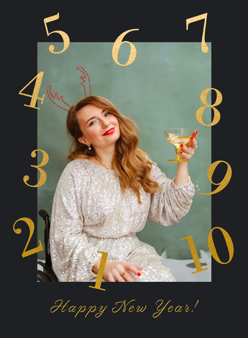 Black & Gold Counting Down (Photo) - new_years_cards - Card