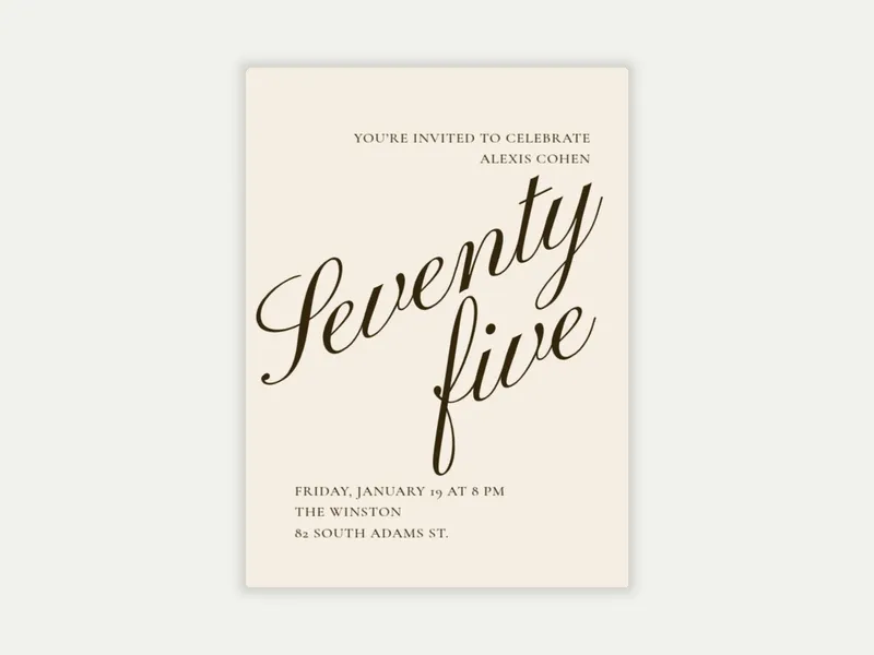 Beige Cursive Birthday - 75th_birthday - Invitation