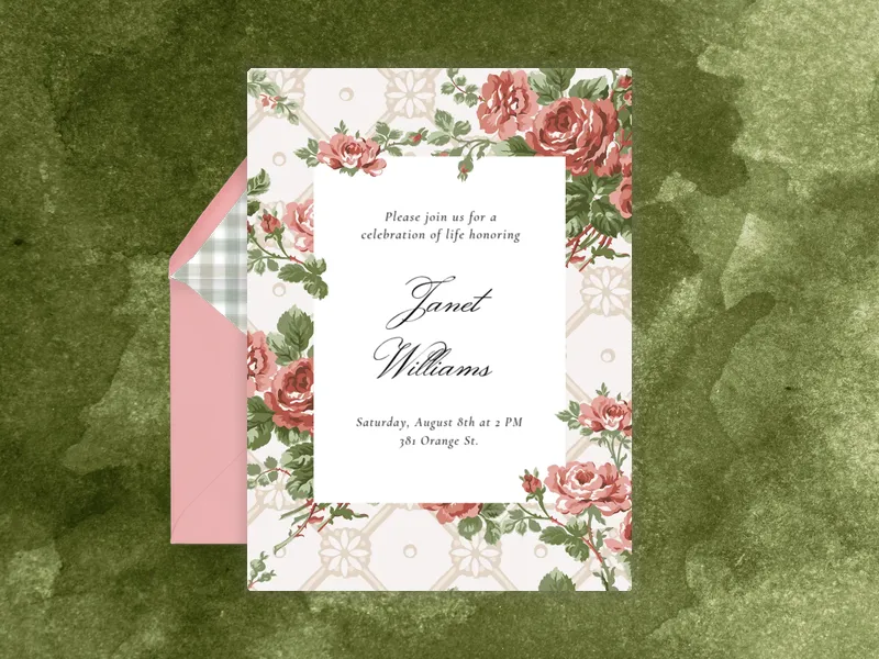Laura Ashley: Country Roses - funeral_memorial_service - Invitation