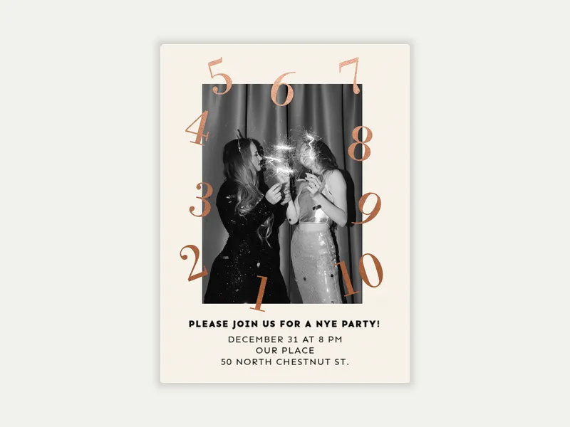 Gold Counting Down (Photo) Invitation free template design