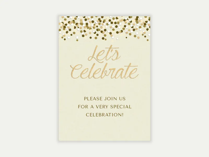 Beige Confetti Fun - adults - Invitation