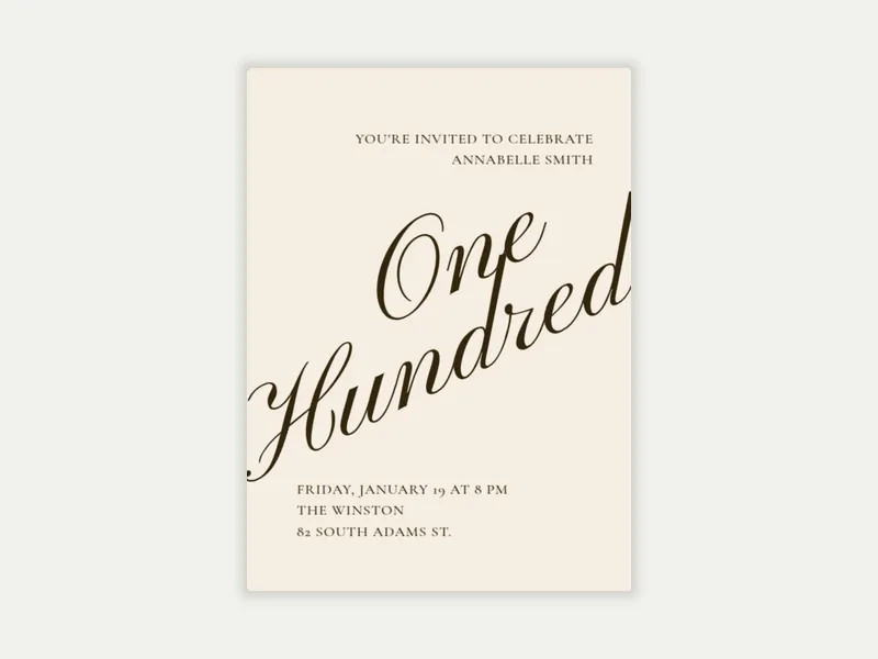 Beige Cursive 100th Birthday - 100th_birthday - Invitation